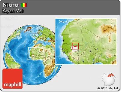 Physical Location Map of Nioro, highlighted parent region, within the entire country
