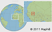 Savanna Style Location Map of Nioro, within the entire country
