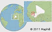 Savanna Style Location Map of Nioro, highlighted country, within the entire country