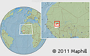 Savanna Style Location Map of Nioro, highlighted parent region, within the entire country, hill shading