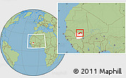 Savanna Style Location Map of Nioro, highlighted parent region, within the entire country