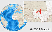 Shaded Relief Location Map of Nioro, highlighted country
