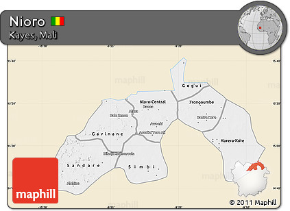 Classic Style Map of Nioro, single color outside