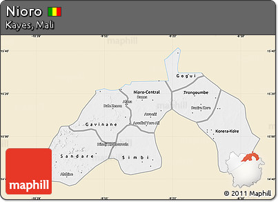 Classic Style Map of Nioro, single color outside