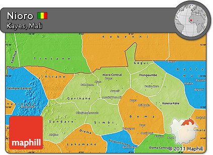 Physical Map of Nioro, political outside