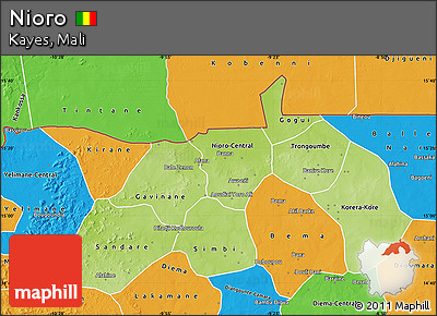 Physical Map of Nioro, political outside