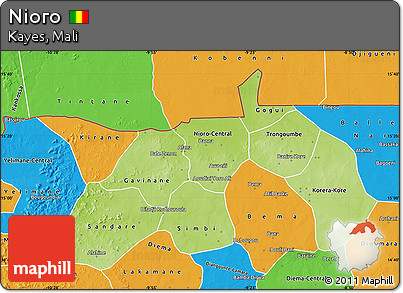Physical Map of Nioro, political outside