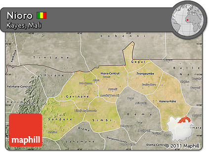 Satellite Map of Nioro, semi-desaturated