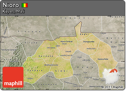 Satellite Map of Nioro, semi-desaturated
