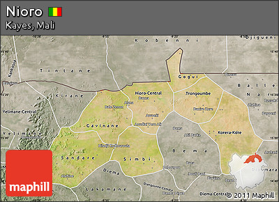 Satellite Map of Nioro, semi-desaturated