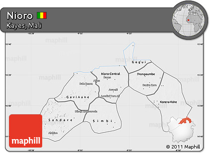 Silver Style Map of Nioro, single color outside