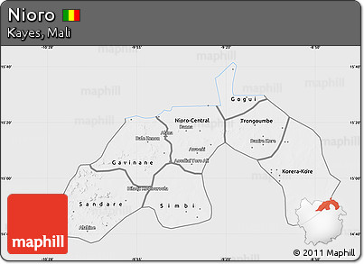 Silver Style Map of Nioro, single color outside