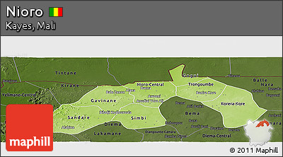 Physical Panoramic Map of Nioro, darken