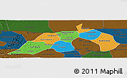 Political Panoramic Map of Nioro, darken