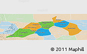 Political Panoramic Map of Nioro, lighten