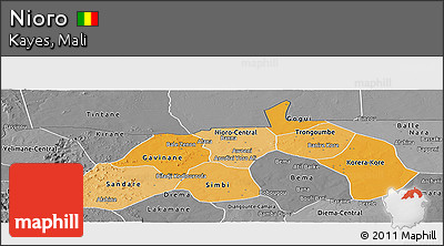 Political Shades Panoramic Map of Nioro, desaturated
