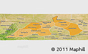 Political Shades Panoramic Map of Nioro, satellite outside