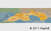 Political Shades Panoramic Map of Nioro, semi-desaturated