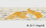 Political Shades Panoramic Map of Nioro, shaded relief outside