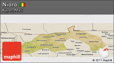 Satellite Panoramic Map of Nioro, shaded relief outside