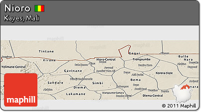 Shaded Relief Panoramic Map of Nioro