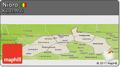 Shaded Relief Panoramic Map of Nioro, physical outside