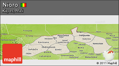 Shaded Relief Panoramic Map of Nioro, physical outside