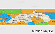 Shaded Relief Panoramic Map of Nioro, political outside