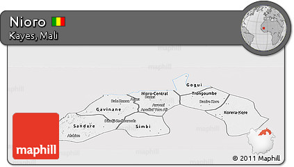 Silver Style Panoramic Map of Nioro, single color outside