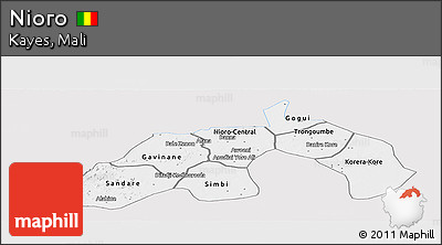 Silver Style Panoramic Map of Nioro, single color outside