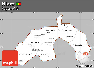 Gray Simple Map of Nioro, cropped outside