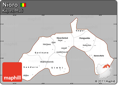 Gray Simple Map of Nioro, cropped outside