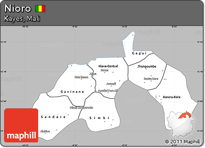 Gray Simple Map of Nioro, single color outside