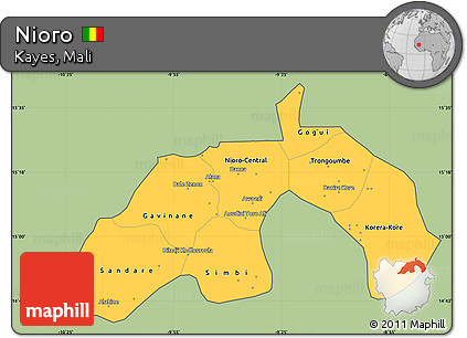 Savanna Style Simple Map of Nioro, cropped outside