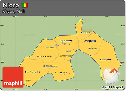 Savanna Style Simple Map of Nioro, cropped outside