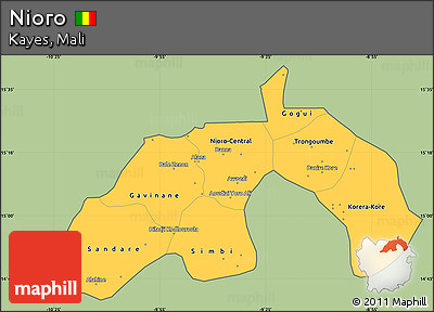 Savanna Style Simple Map of Nioro, cropped outside