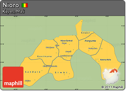 Savanna Style Simple Map of Nioro, single color outside