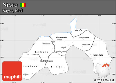 Silver Style Simple Map of Nioro, single color outside