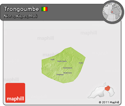 Physical 3D Map of Trongoumbe, cropped outside