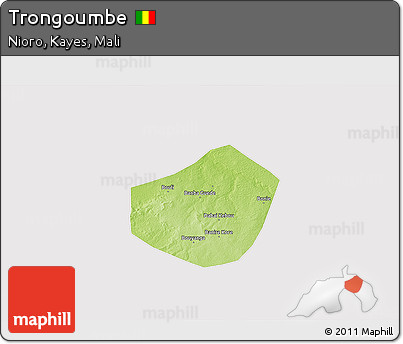 Physical 3D Map of Trongoumbe, cropped outside