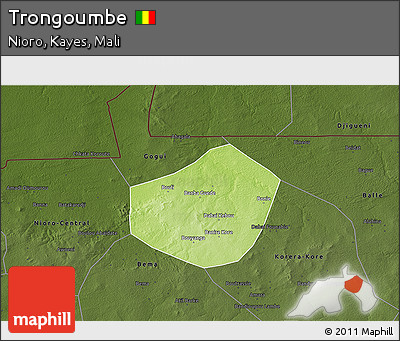 Physical 3D Map of Trongoumbe, darken
