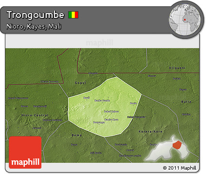 Physical 3D Map of Trongoumbe, darken