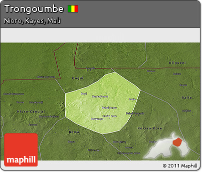 Physical 3D Map of Trongoumbe, darken