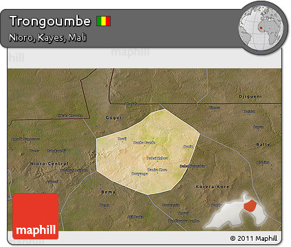 Satellite 3D Map of Trongoumbe, darken