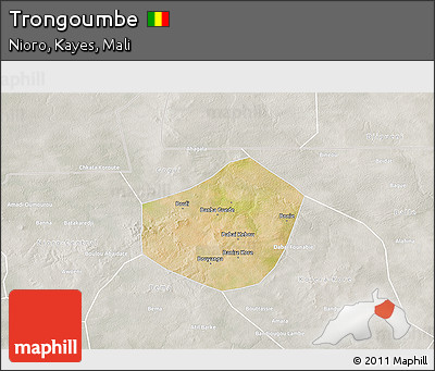 Satellite 3D Map of Trongoumbe, lighten, semi-desaturated