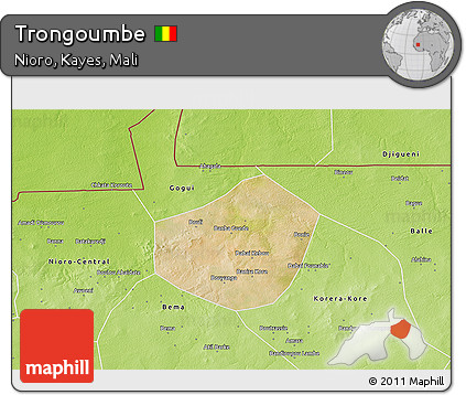Satellite 3D Map of Trongoumbe, physical outside
