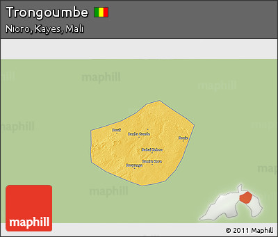 Savanna Style 3D Map of Trongoumbe, single color outside