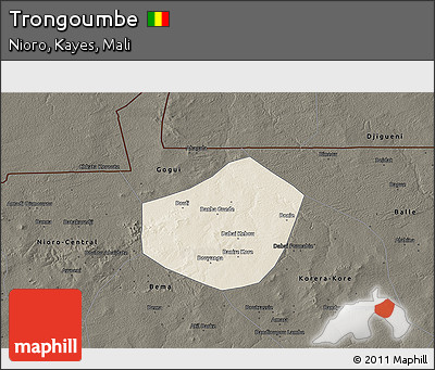 Shaded Relief 3D Map of Trongoumbe, darken