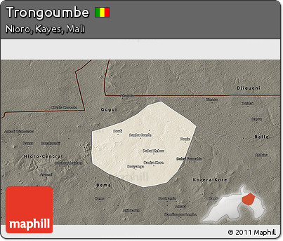 Shaded Relief 3D Map of Trongoumbe, darken