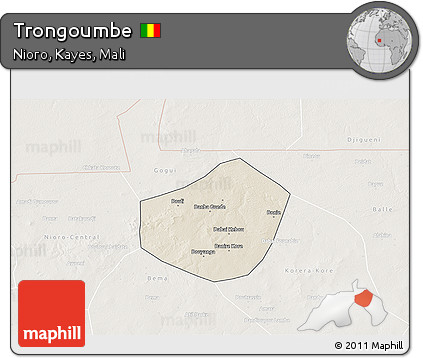 Shaded Relief 3D Map of Trongoumbe, lighten